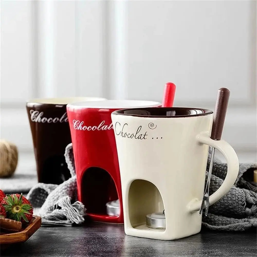 Mini Fondue Mug Set Chocolate & Cheese