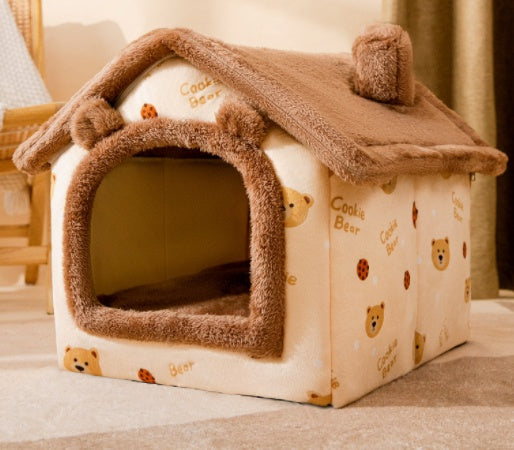 Foldable Pet House Warm Removable Dog & Cat Bed
