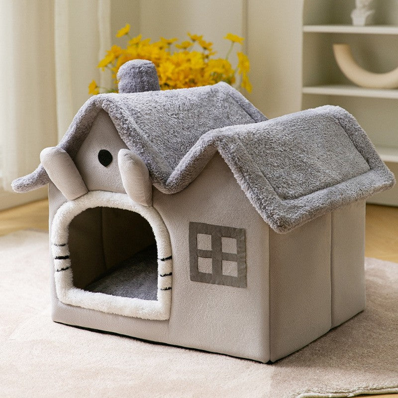 Foldable Pet House Warm Removable Dog & Cat Bed