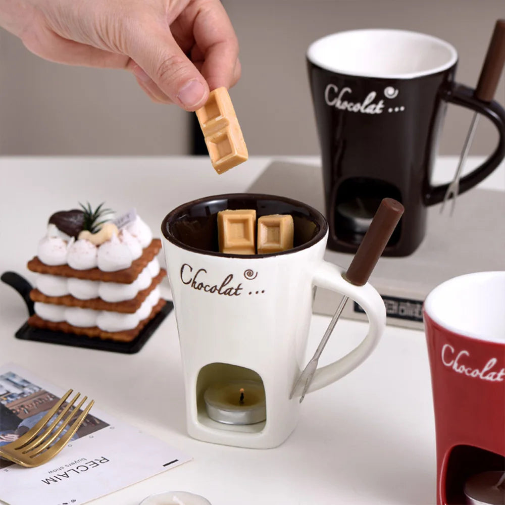 Mini Fondue Mug Set Chocolate & Cheese