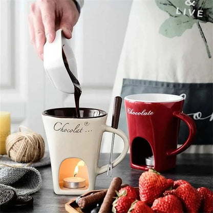 Mini Fondue Mug Set Chocolate & Cheese