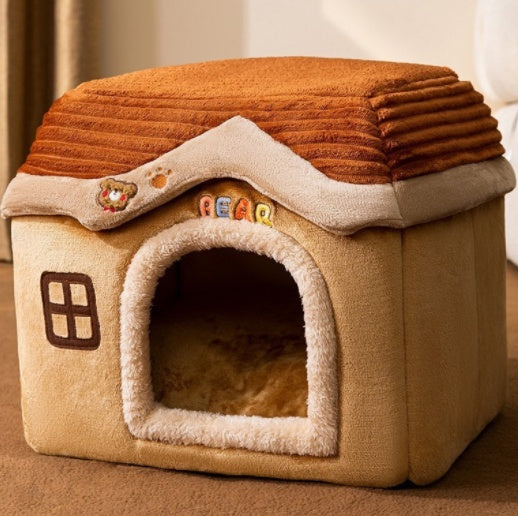 Foldable Pet House Warm Removable Dog & Cat Bed
