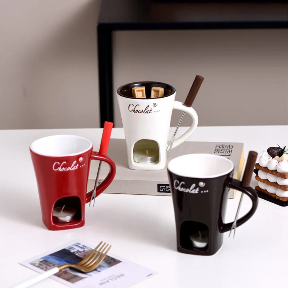 Mini Fondue Mug Set Chocolate & Cheese